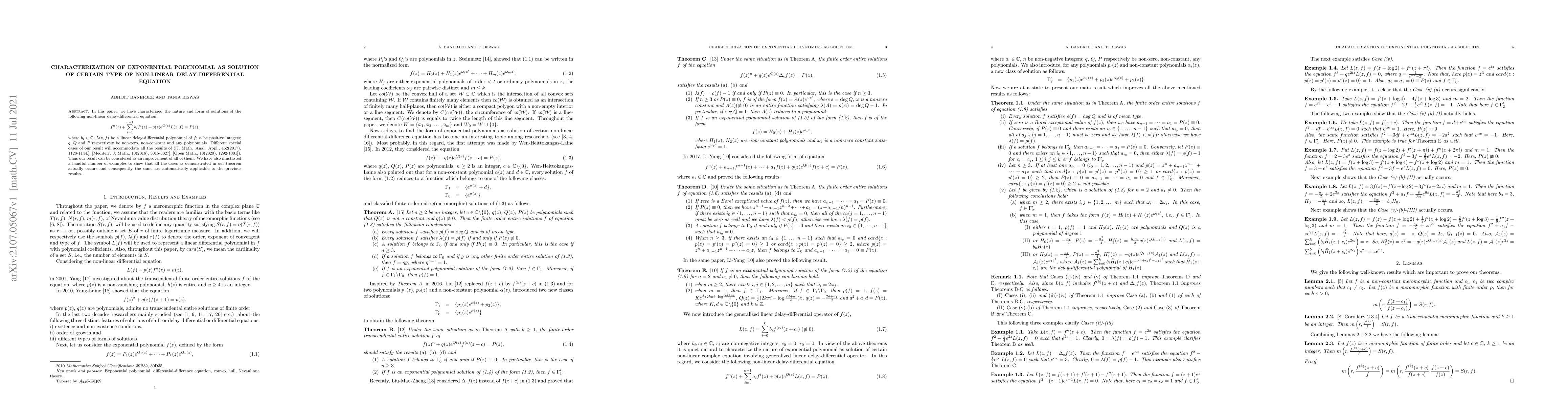 Thumbnail for Characterization of exponential polynomial as solution of certain type
  of non-linear delay-differential equation