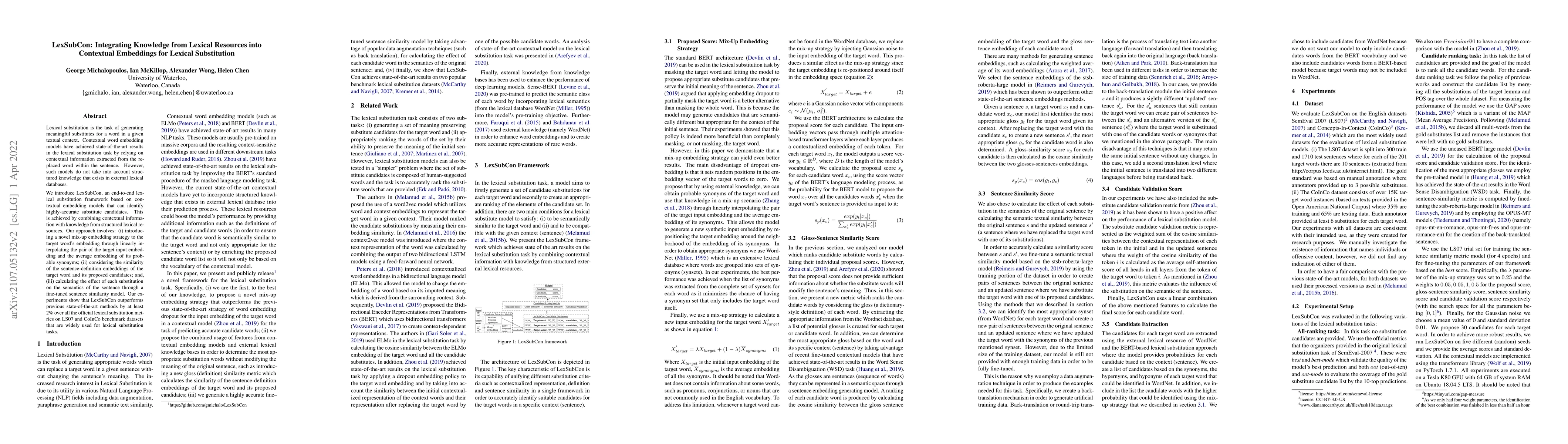 Thumbnail for LexSubCon: Integrating Knowledge from Lexical Resources into Contextual
  Embeddings for Lexical Substitution