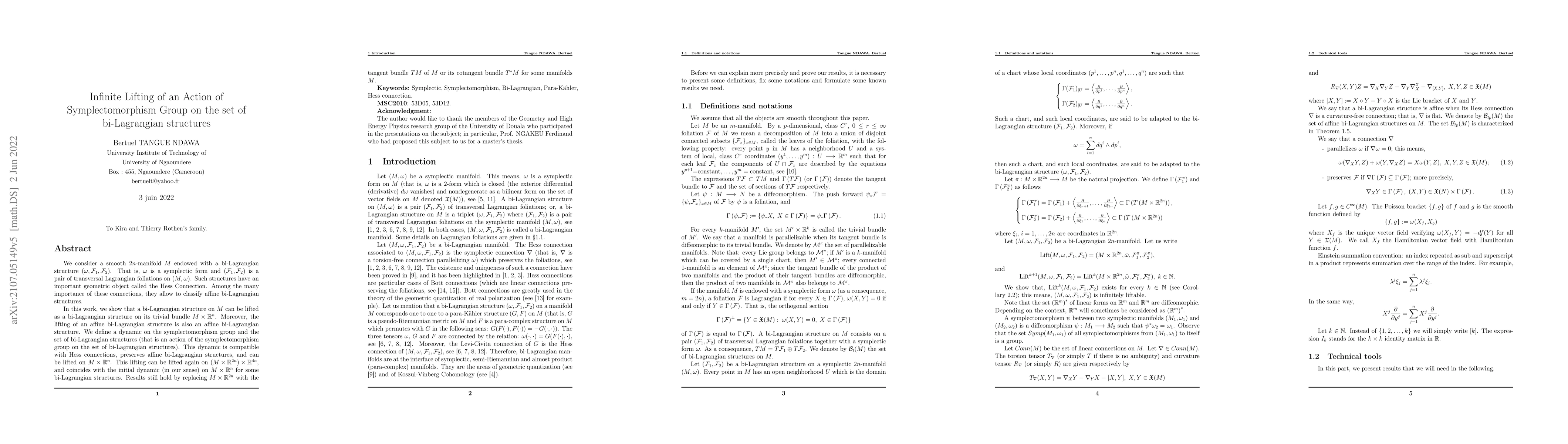 Thumbnail for Infinite Lifting of an Action of Symplectomorphism Group on the set of
  Bi-Lagrangian Structures