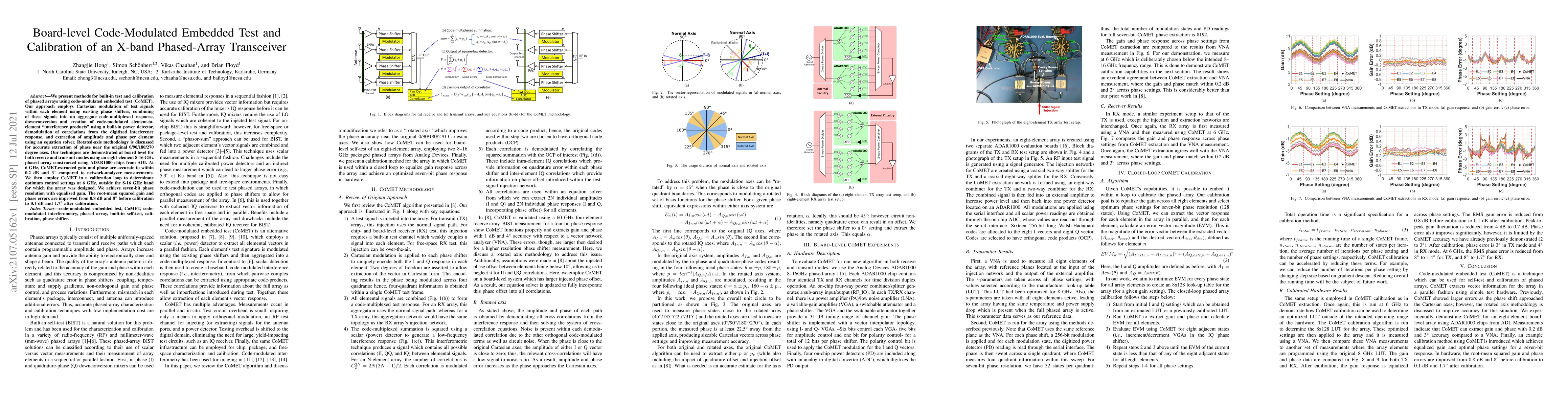 Thumbnail for Board-level Code-Modulated Embedded Test and Calibration of an X-band
  Phased-Array Transceiver