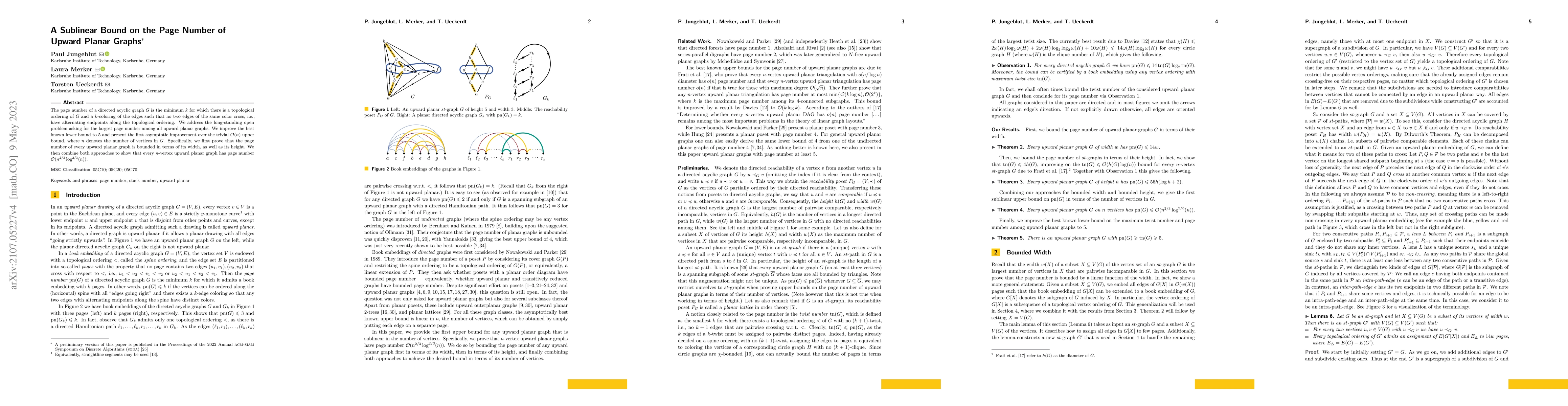 Thumbnail for A Sublinear Bound on the Page Number of Upward Planar Graphs