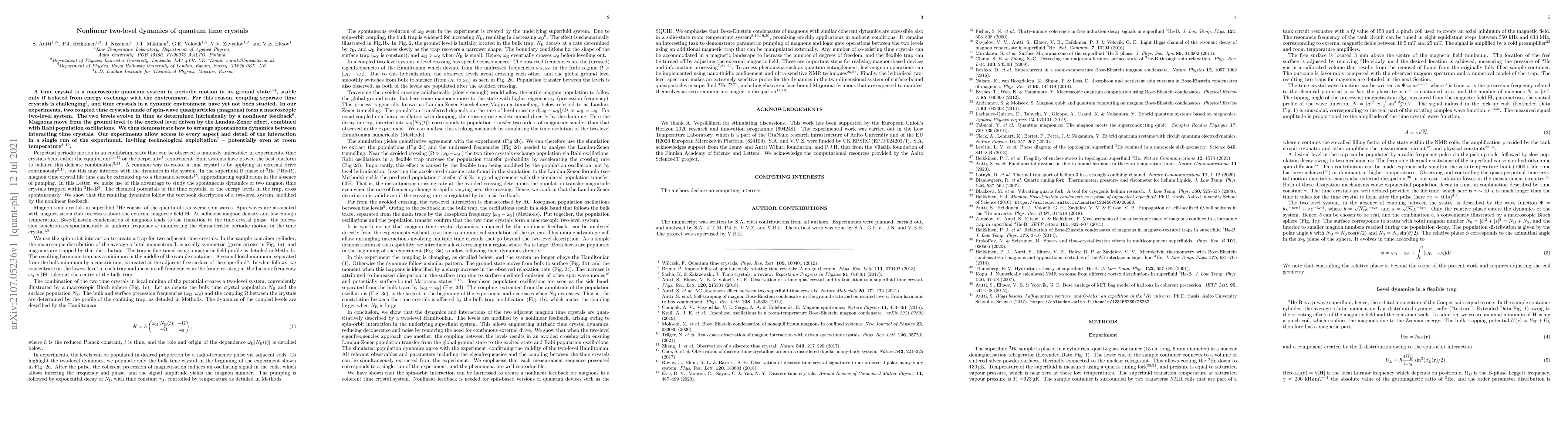Thumbnail for Nonlinear two-level dynamics of quantum time crystals