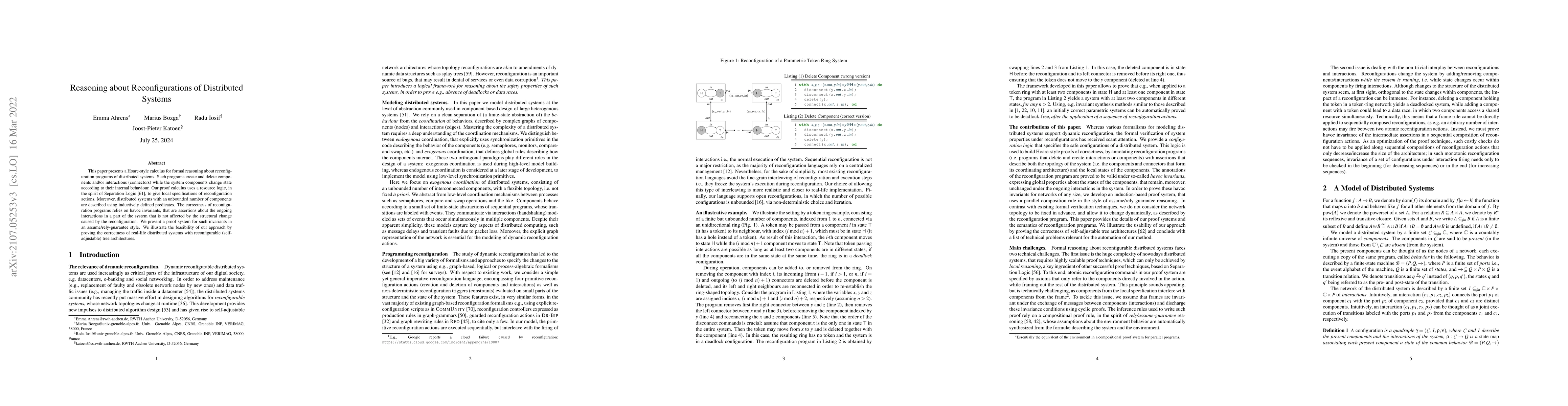 Thumbnail for Reasoning about Reconfigurations of Distributed Systems