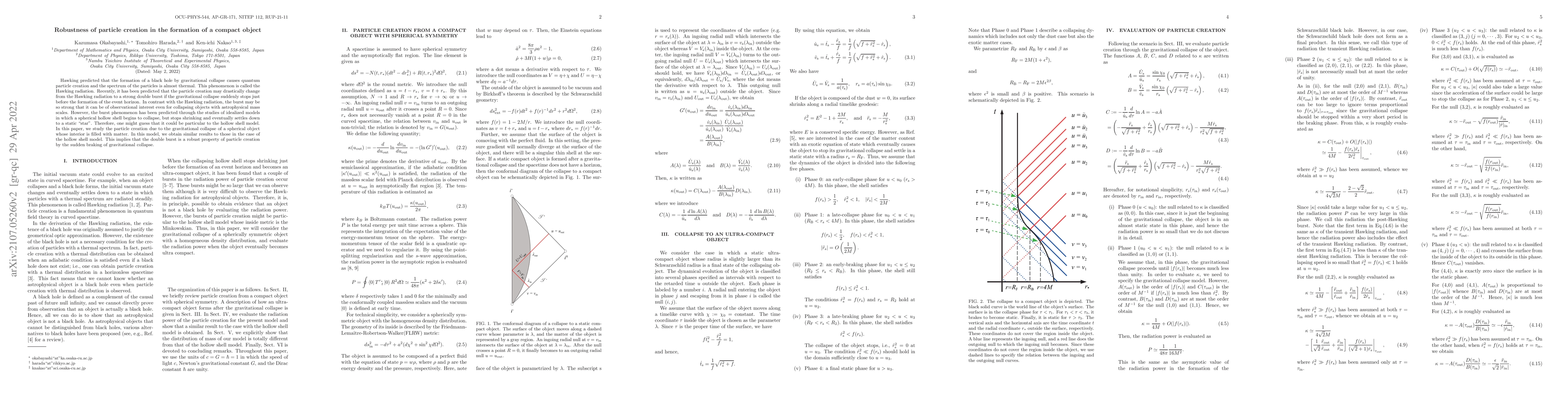 Thumbnail for Robustness of particle creation in the formation of a compact object