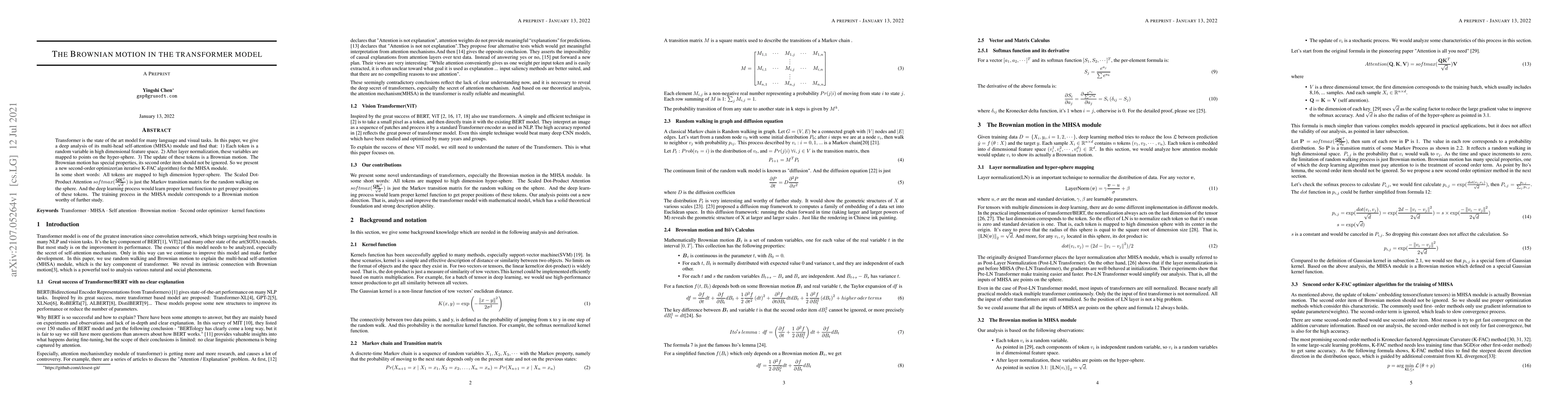 Thumbnail for The Brownian motion in the transformer model