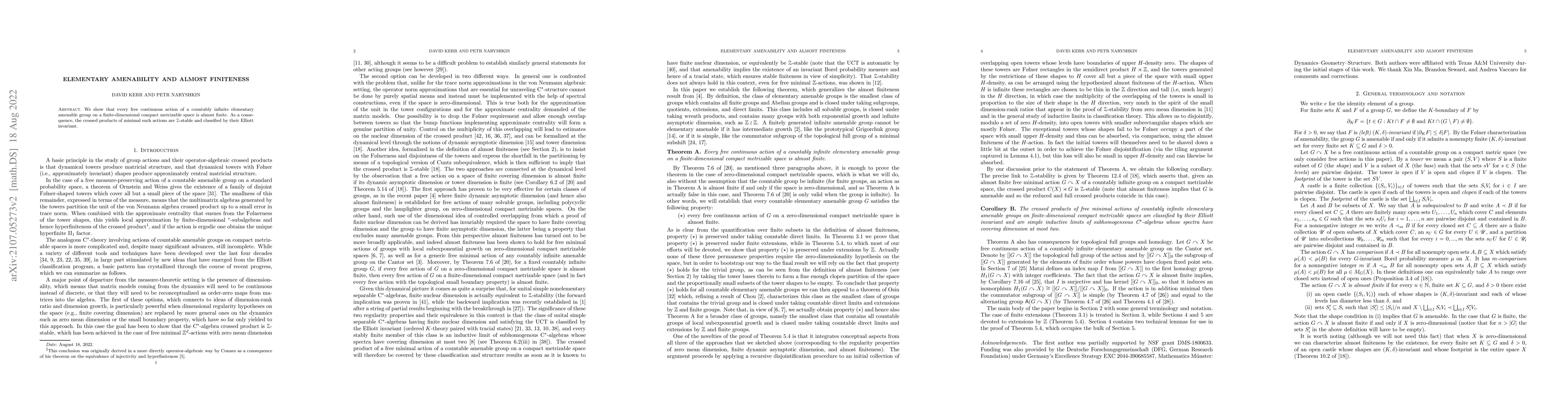Thumbnail for Elementary amenability and almost finiteness