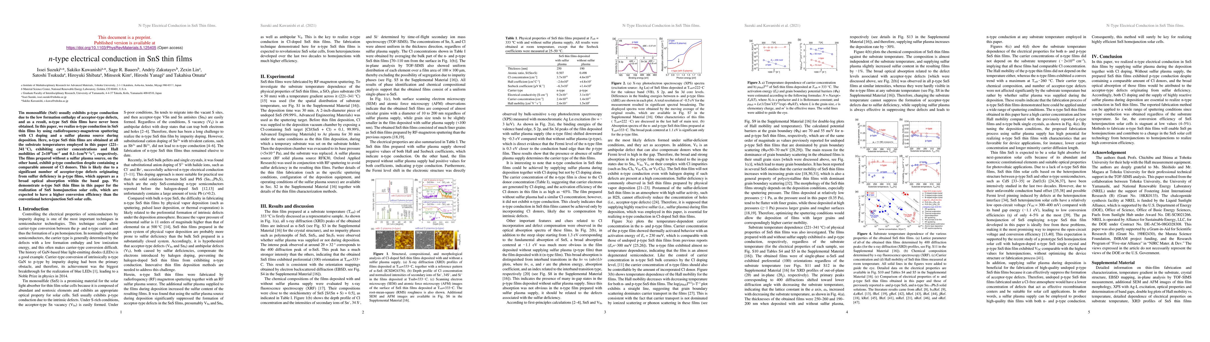 Thumbnail for n-type electrical conduction in SnS thin films
