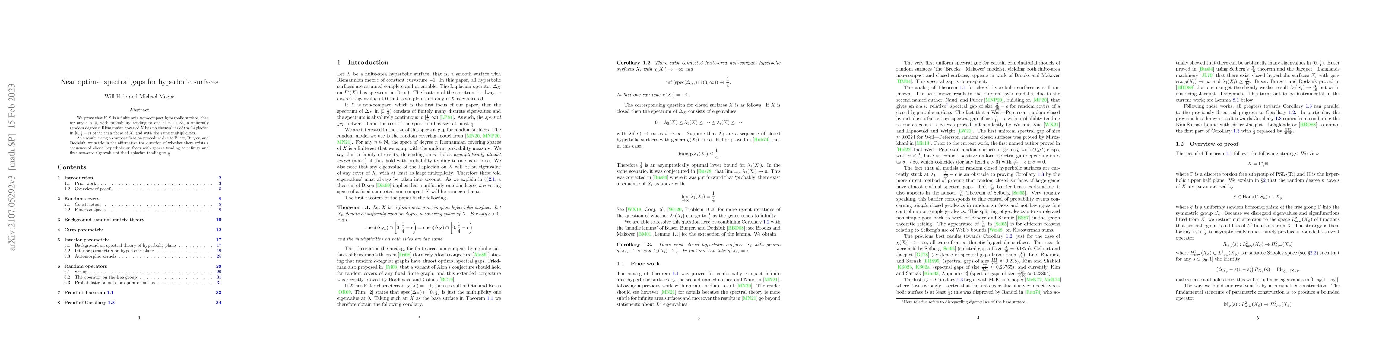 Thumbnail for Near optimal spectral gaps for hyperbolic surfaces