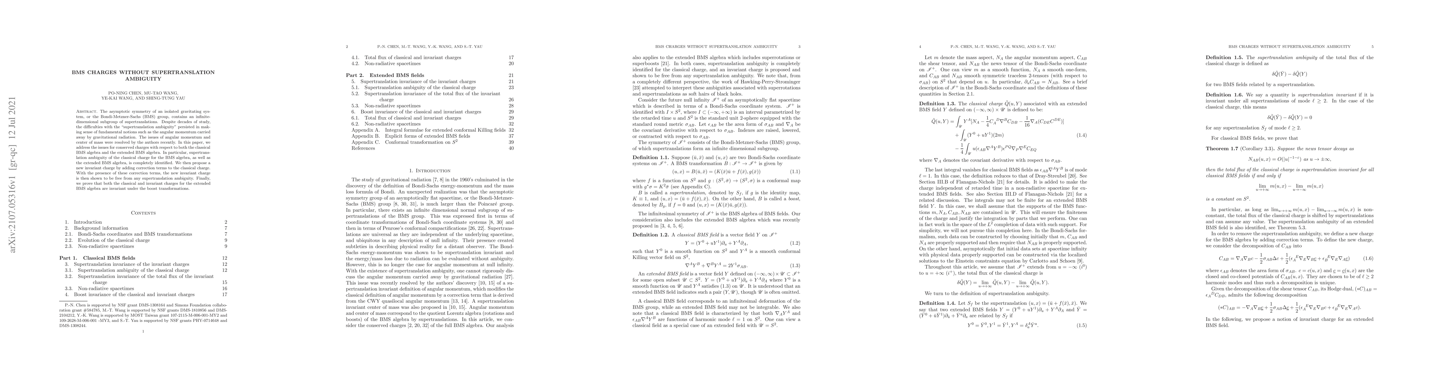 Thumbnail for BMS charges without supertranslation ambiguity