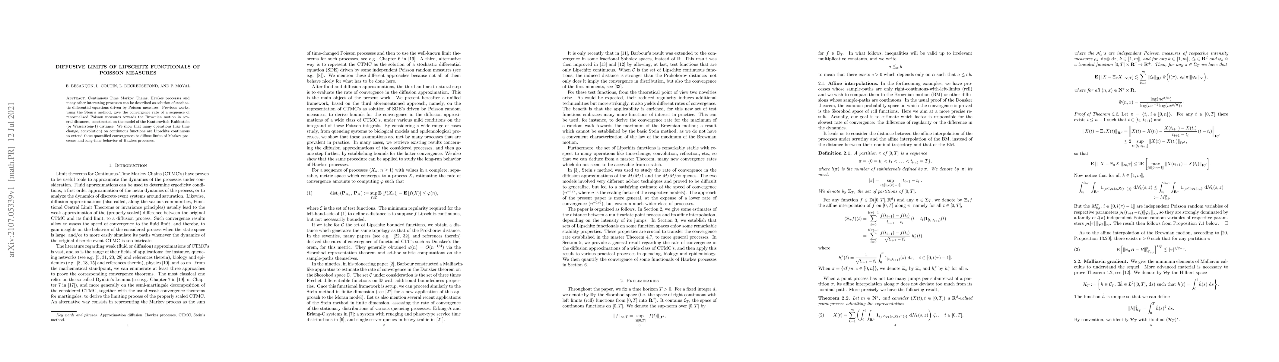 Thumbnail for Diffusive limits of Lipschitz functionals of Poisson measures