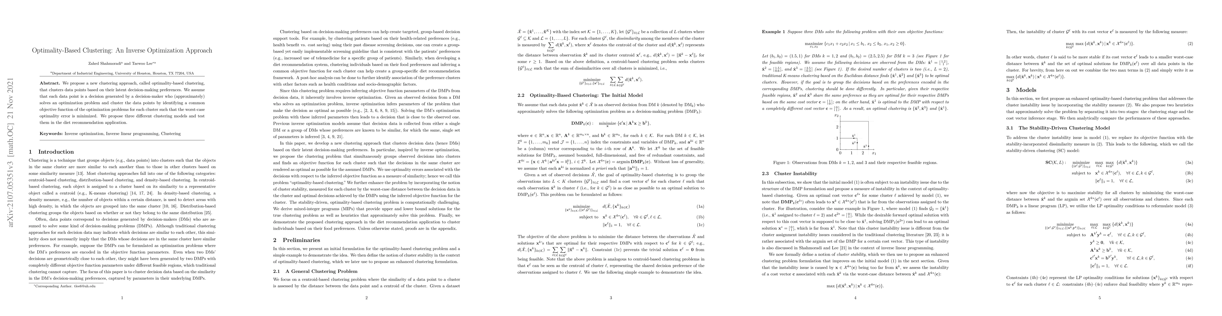 Thumbnail for Optimality-Based Clustering: An Inverse Optimization Approach