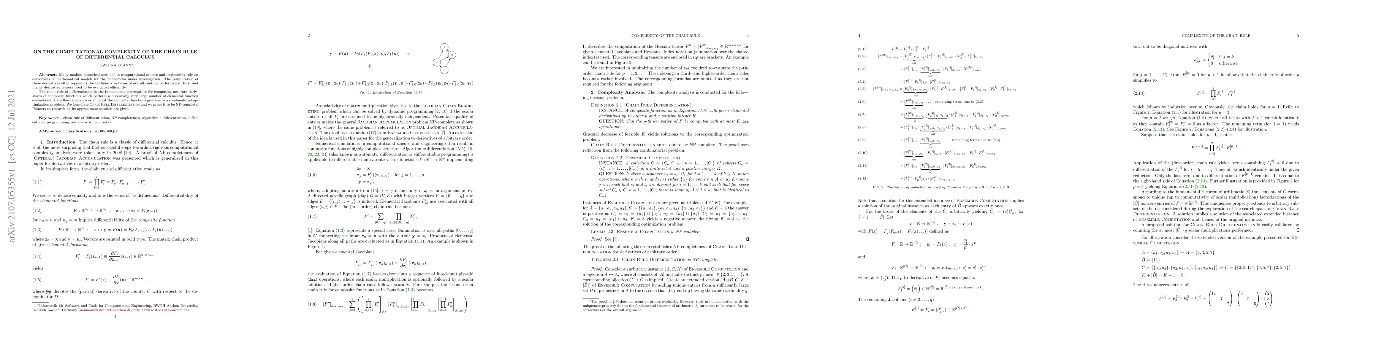 Thumbnail for On the Computational Complexity of the Chain Rule of Differential
  Calculus
