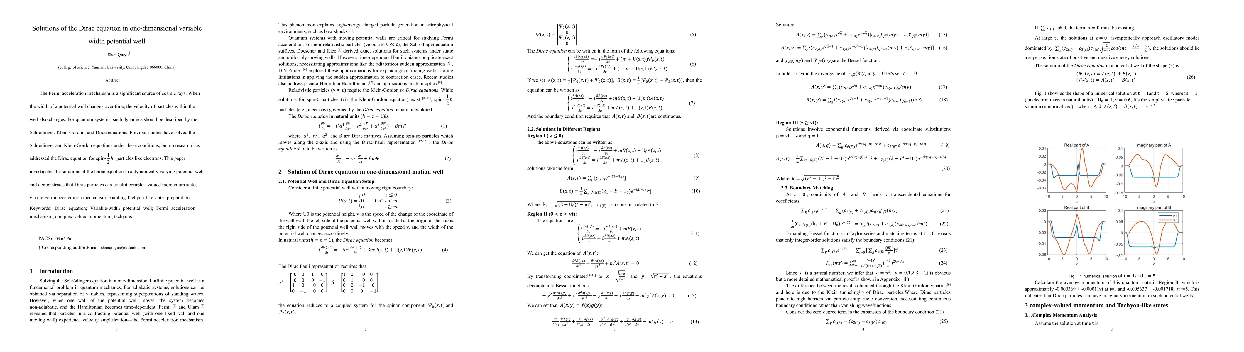 Thumbnail for Solutions of the Dirac equation in one fixed and one moving wall well