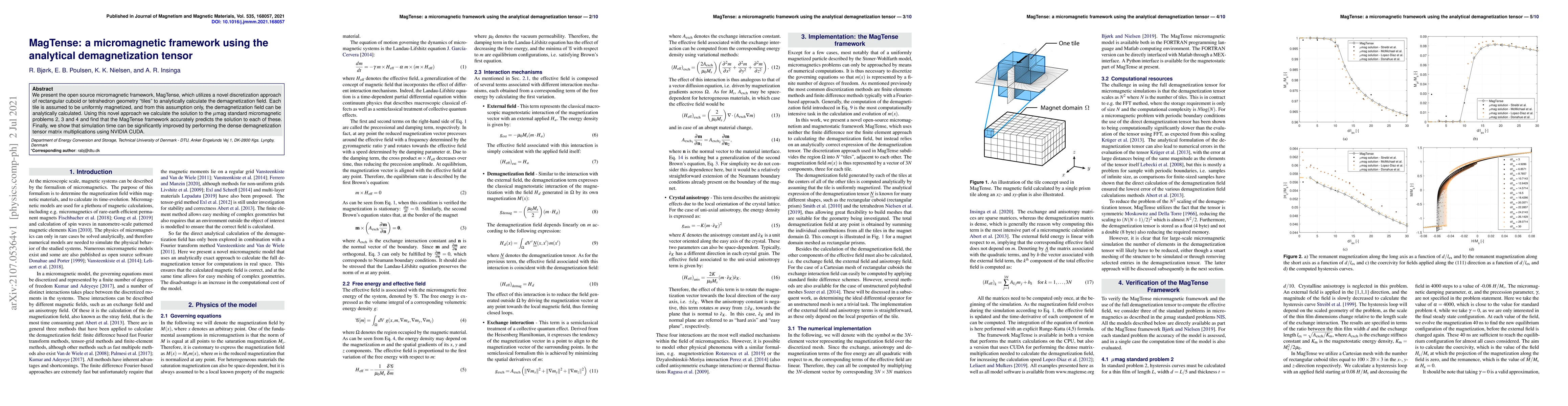 Thumbnail for MagTense: a micromagnetic framework using the analytical demagnetization
  tensor