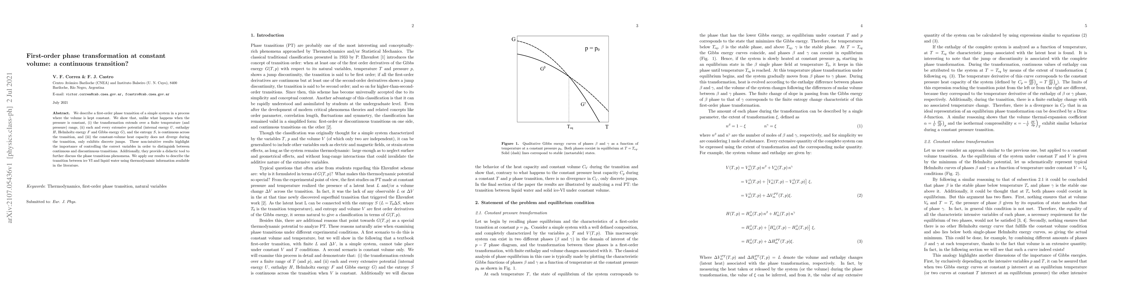 Thumbnail for First-order phase transformation at constant volume: a continuous
  transition?