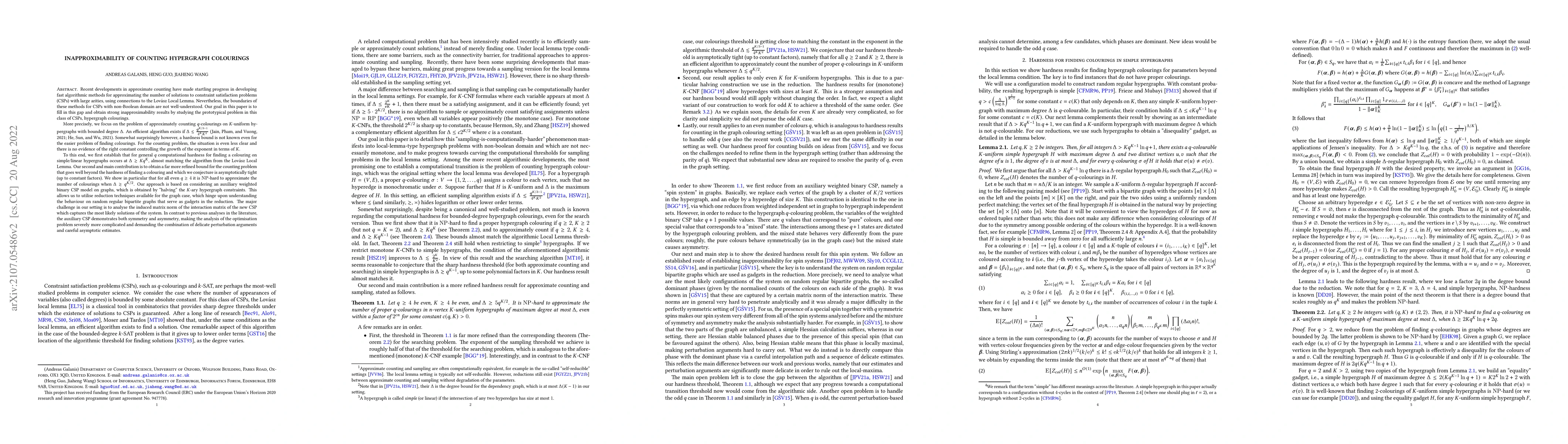 Thumbnail for Inapproximability of counting hypergraph colourings