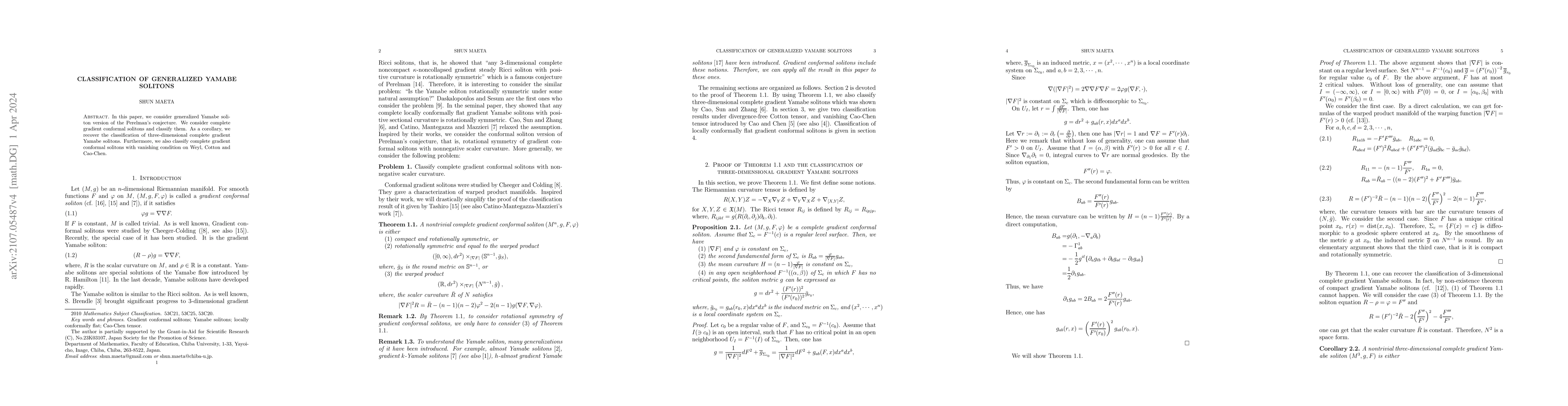 Thumbnail for Classification of generalized Yamabe solitons