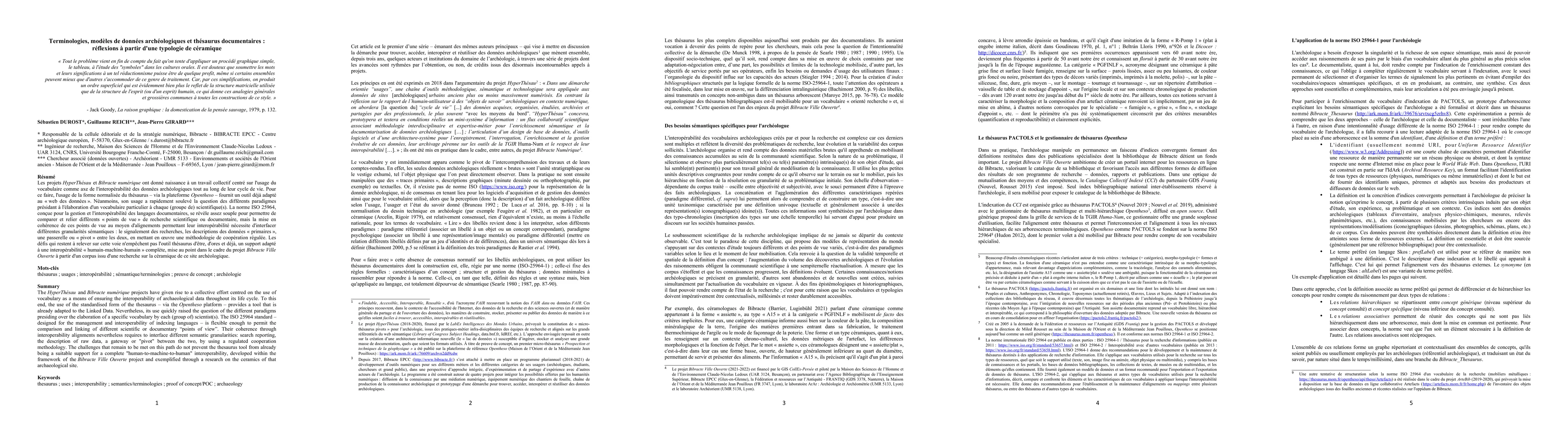Thumbnail for Terminologies, mod{\`e}les de donn{\'e}es arch{\'e}ologiques et
  th{\'e}saurus documentaires