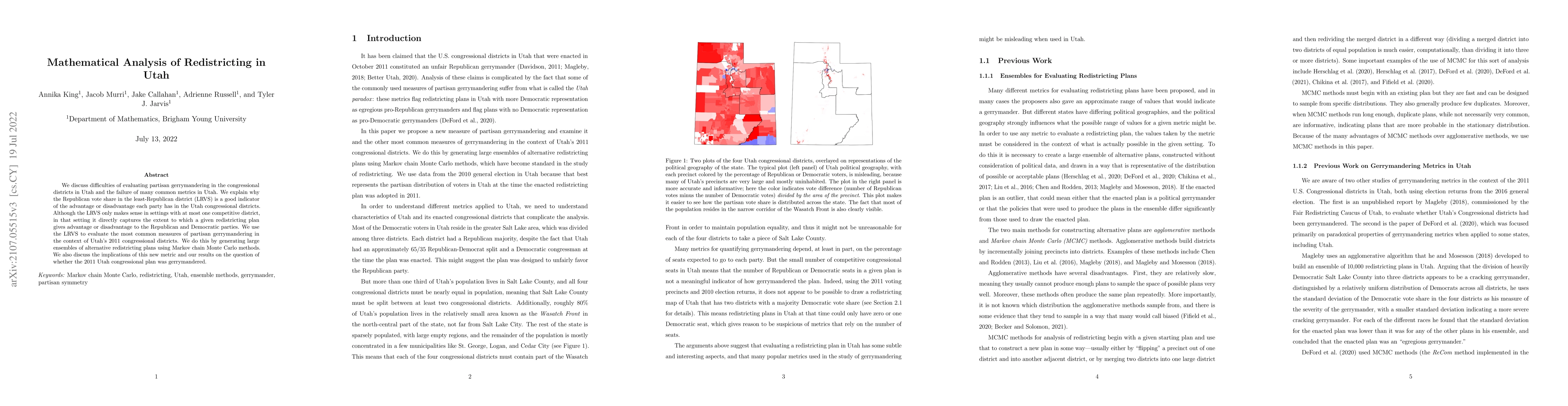 Thumbnail for Mathematical Analysis of Redistricting in Utah