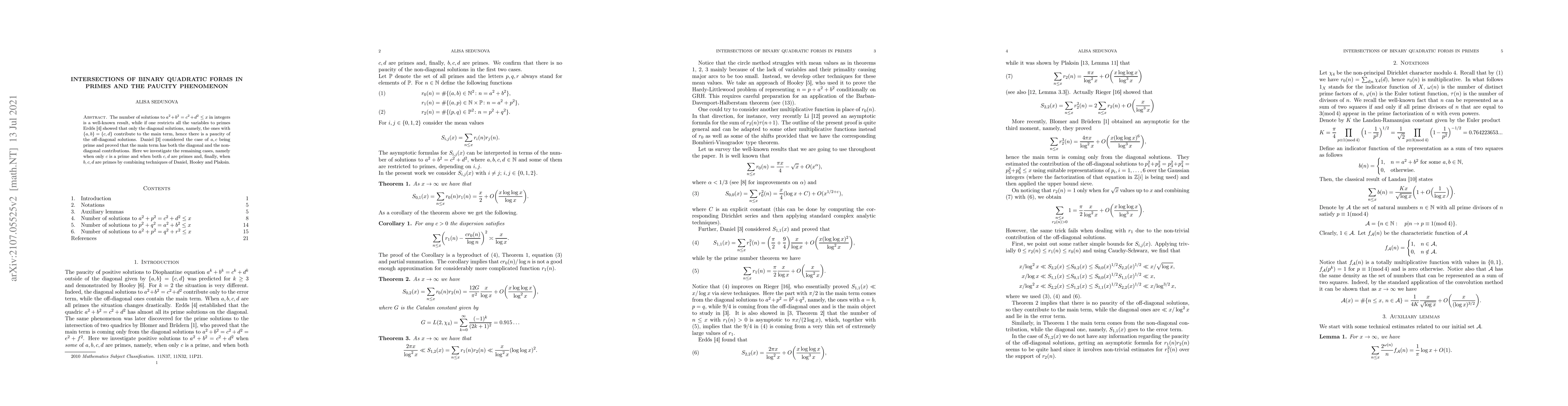 Thumbnail for Intersections of binary quadratic forms in primes and the paucity
  phenomenon
