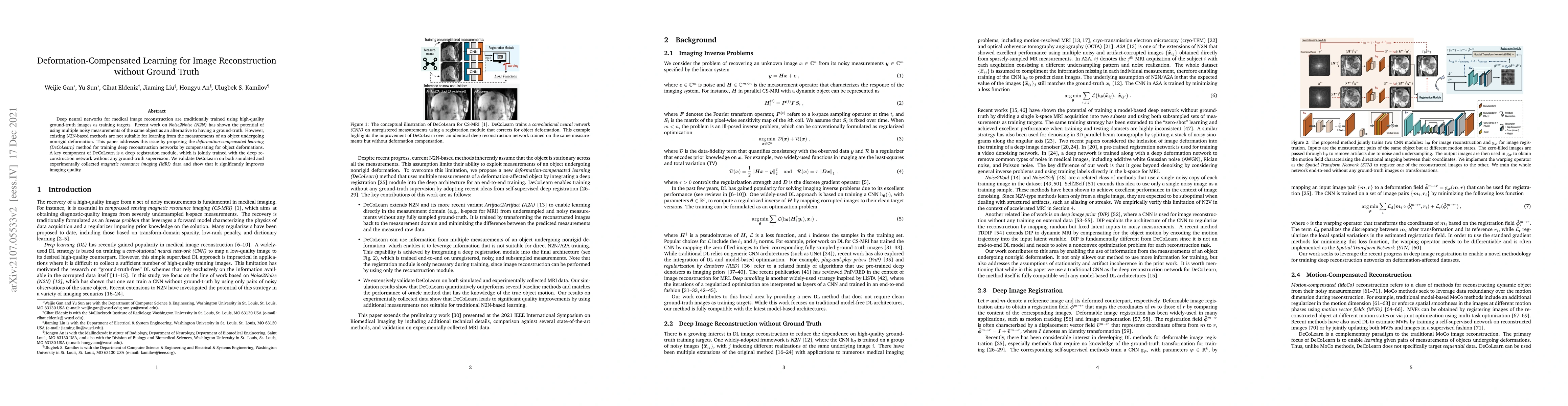 Thumbnail for Deformation-Compensated Learning for Image Reconstruction without Ground
  Truth
