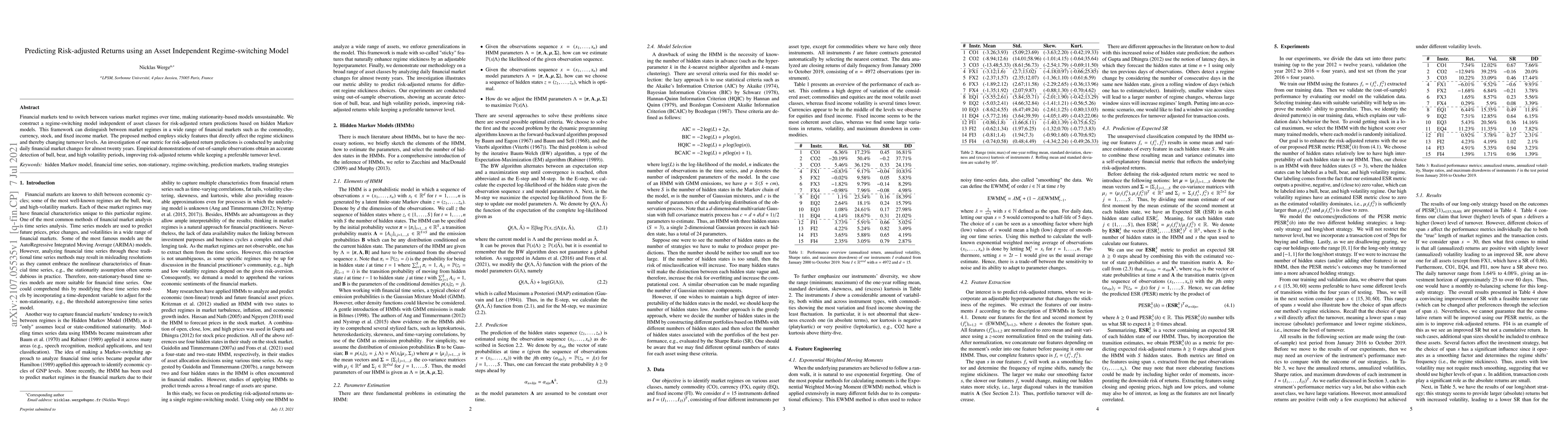 Thumbnail for Predicting Risk-adjusted Returns using an Asset Independent
  Regime-switching Model