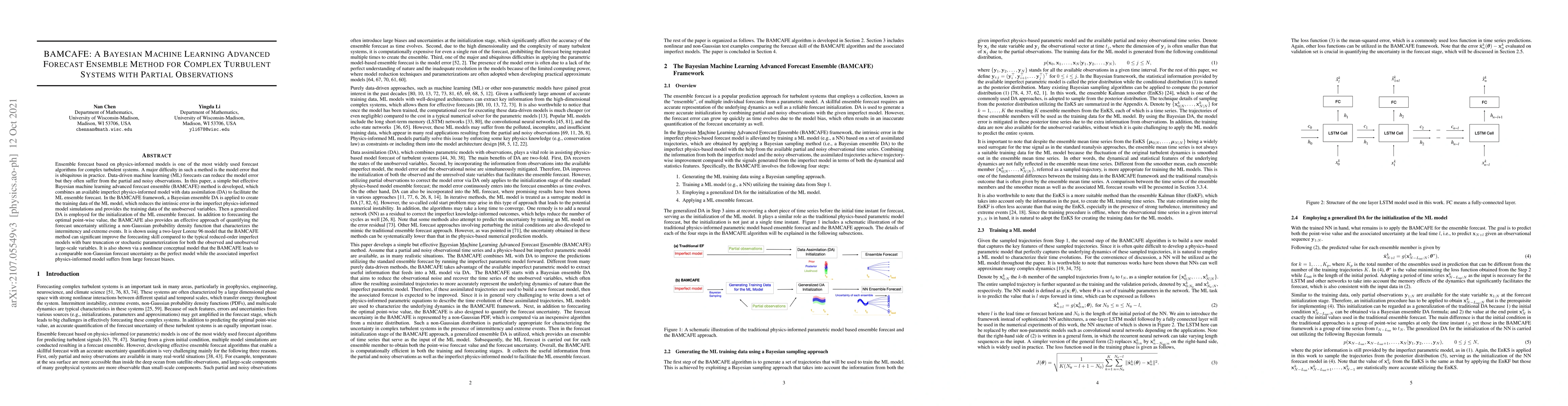Thumbnail for BAMCAFE: A Bayesian Machine Learning Advanced Forecast Ensemble Method
  for Complex Turbulent Systems with Partial Observations