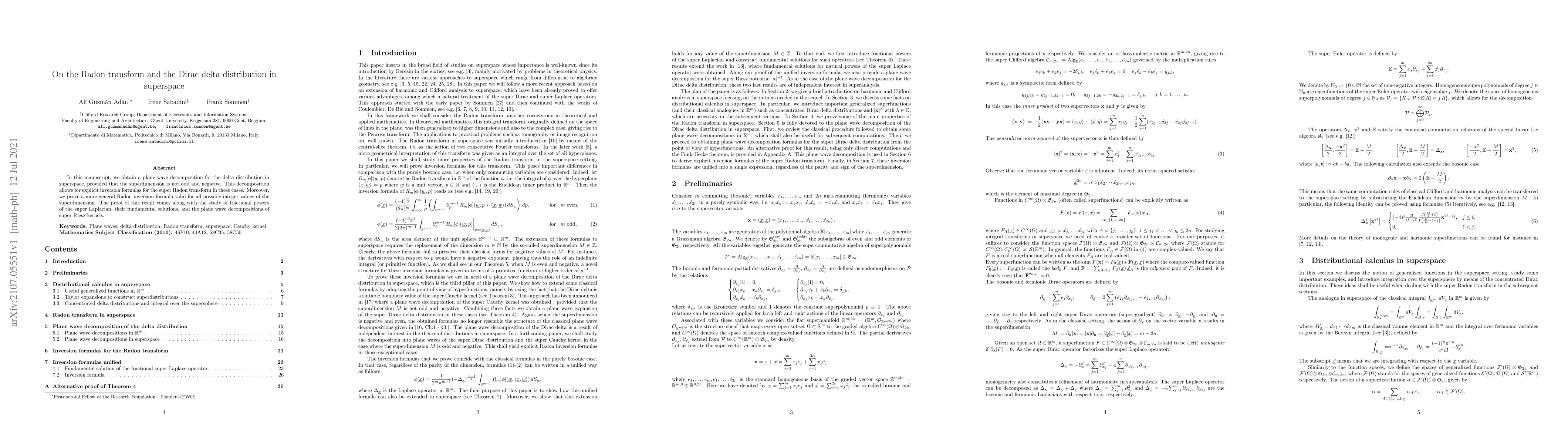 Thumbnail for On the Radon transform and the Dirac delta distribution in superspace