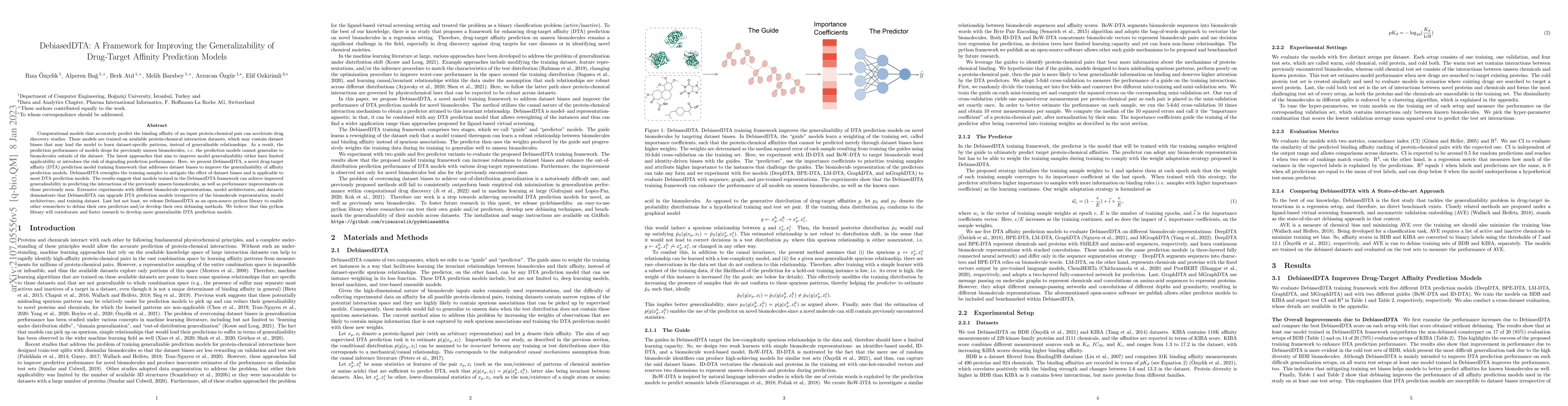 Thumbnail for DebiasedDTA: A Framework for Improving the Generalizability of
  Drug-Target Affinity Prediction Models