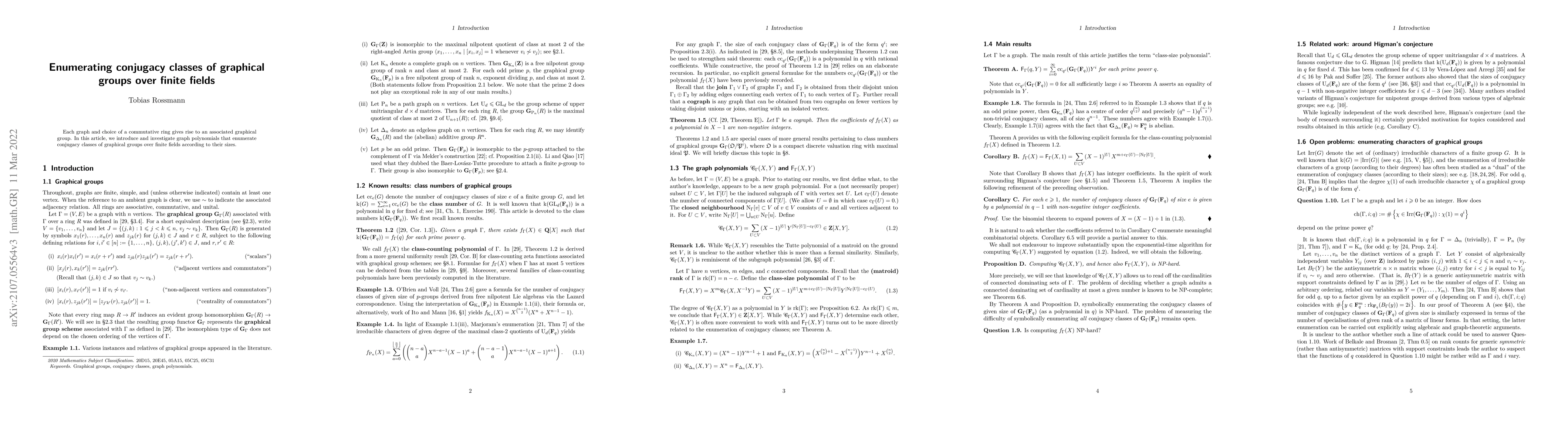 Thumbnail for Enumerating conjugacy classes of graphical groups over finite fields