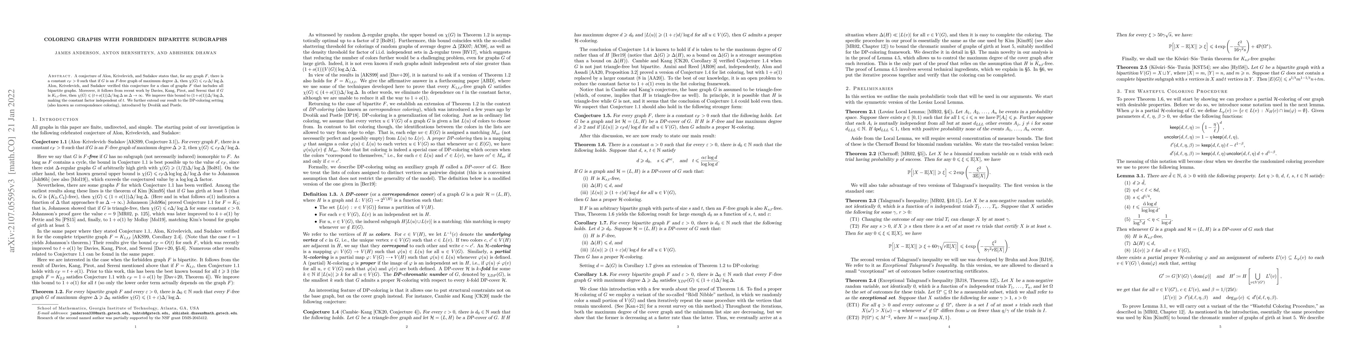 Thumbnail for Coloring graphs with forbidden bipartite subgraphs