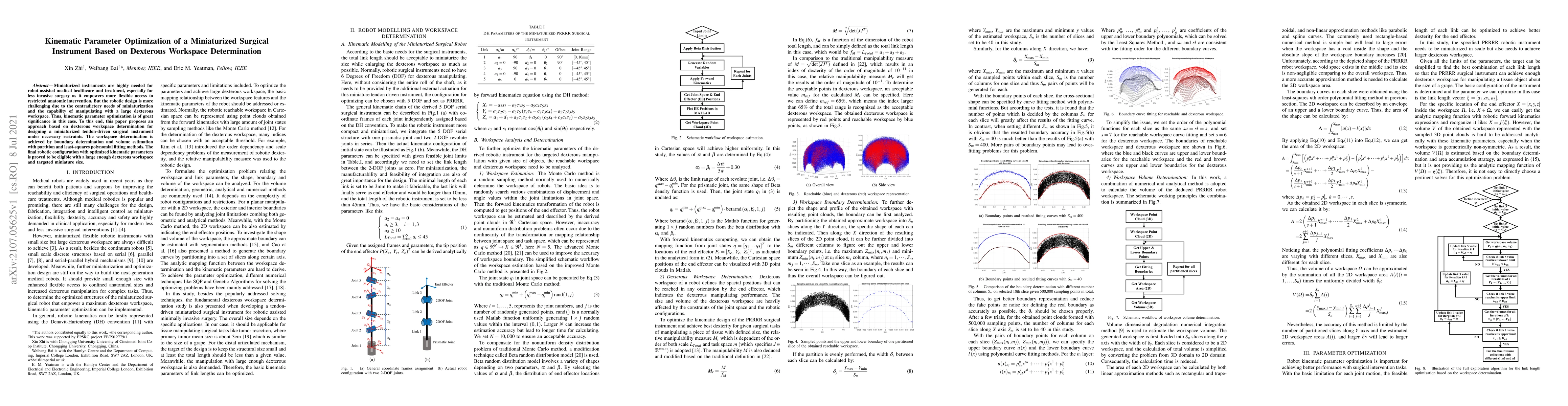 Thumbnail for Kinematic Parameter Optimization of a Miniaturized Surgical Instrument
  Based on Dexterous Workspace Determination