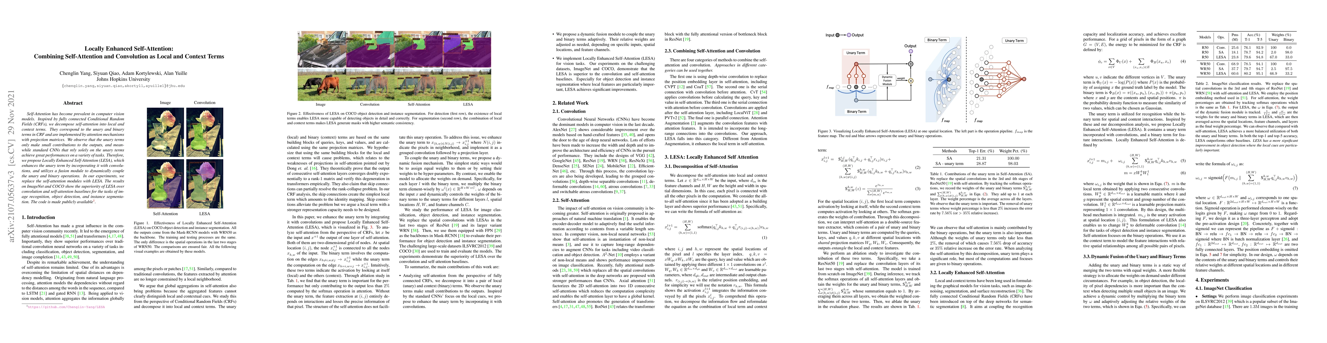 Thumbnail for Locally Enhanced Self-Attention: Combining Self-Attention and
  Convolution as Local and Context Terms