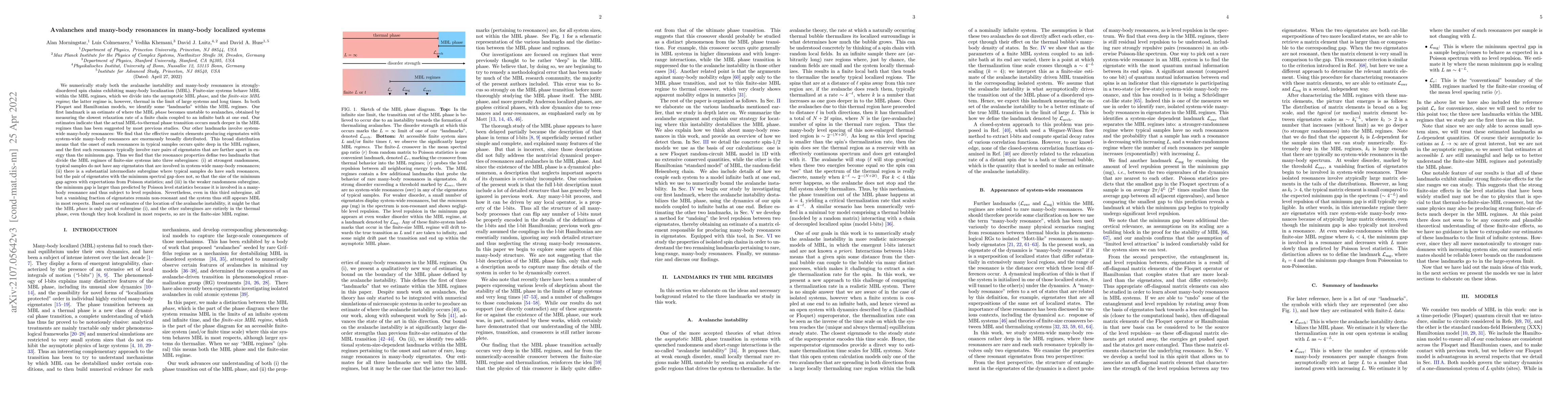 Thumbnail for Avalanches and many-body resonances in many-body localized systems
