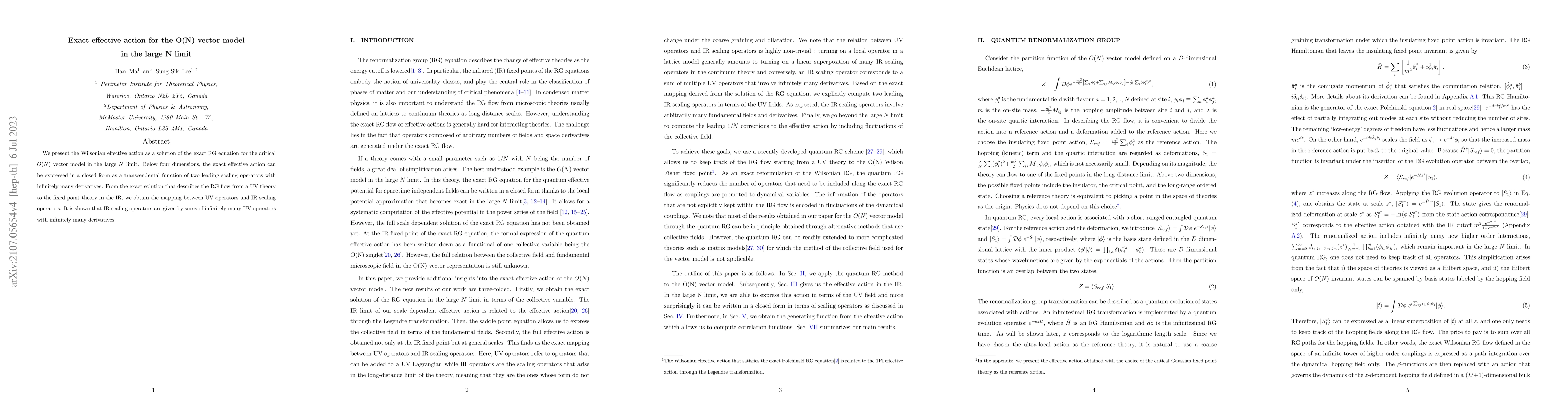 Thumbnail for Exact effective action for the O(N) vector model in the large N limit
