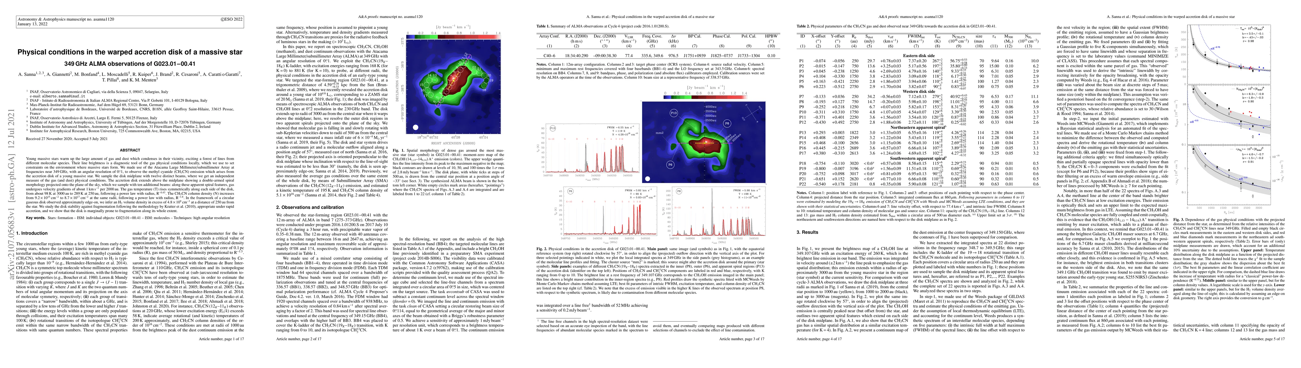 Thumbnail for Physical conditions in the warped accretion disk of a massive star. 349
  GHz ALMA observations of G023.01$-$00.41