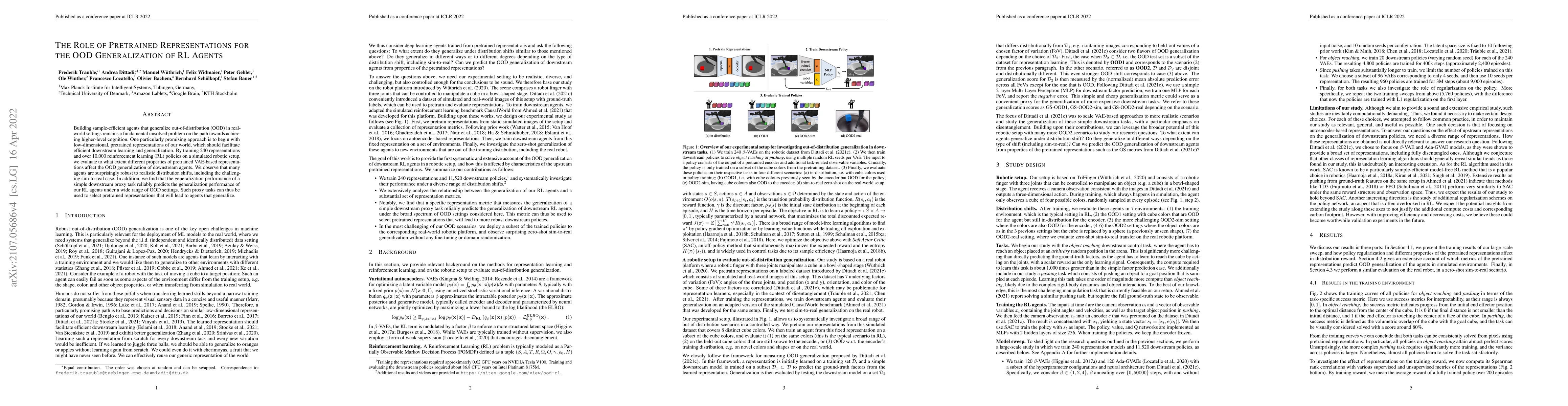 Thumbnail for The Role of Pretrained Representations for the OOD Generalization of
  Reinforcement Learning Agents