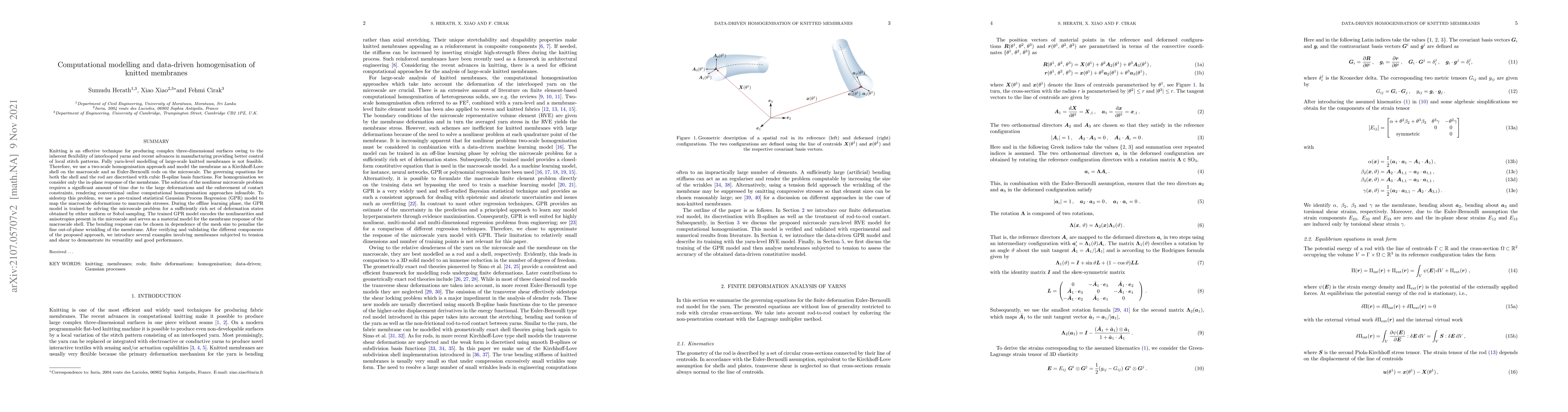 Thumbnail for Computational modelling and data-driven homogenisation of knitted
  membranes