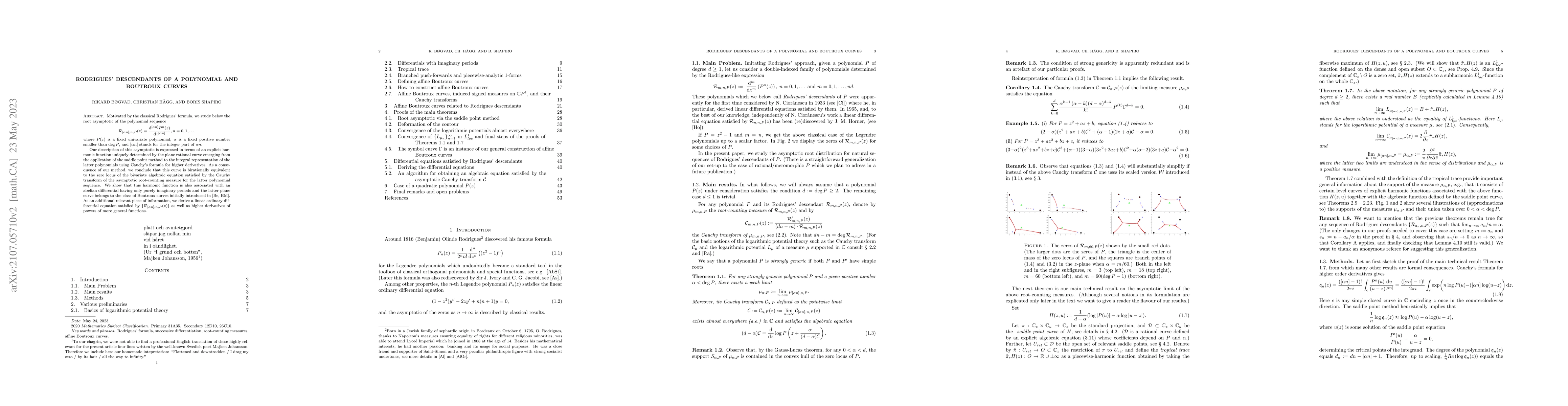 Thumbnail for Rodrigues' descendants of a polynomial and Boutroux curves