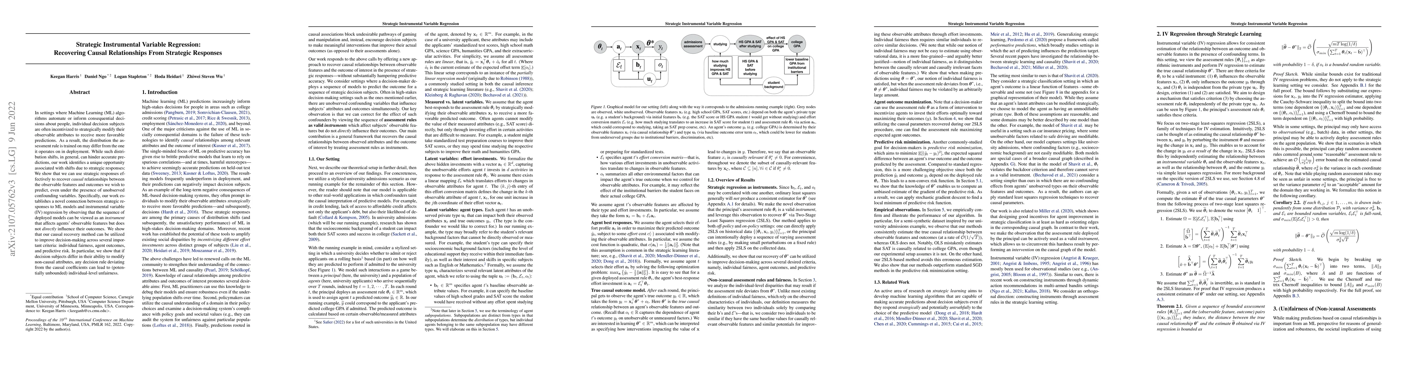 Thumbnail for Strategic Instrumental Variable Regression: Recovering Causal
  Relationships From Strategic Responses