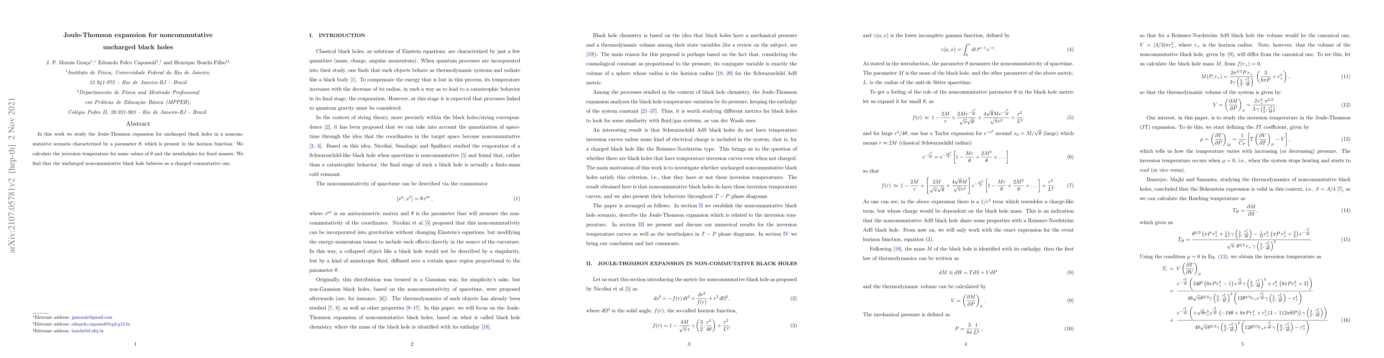 Thumbnail for Joule-Thomson expansion for noncommutative uncharged black holes