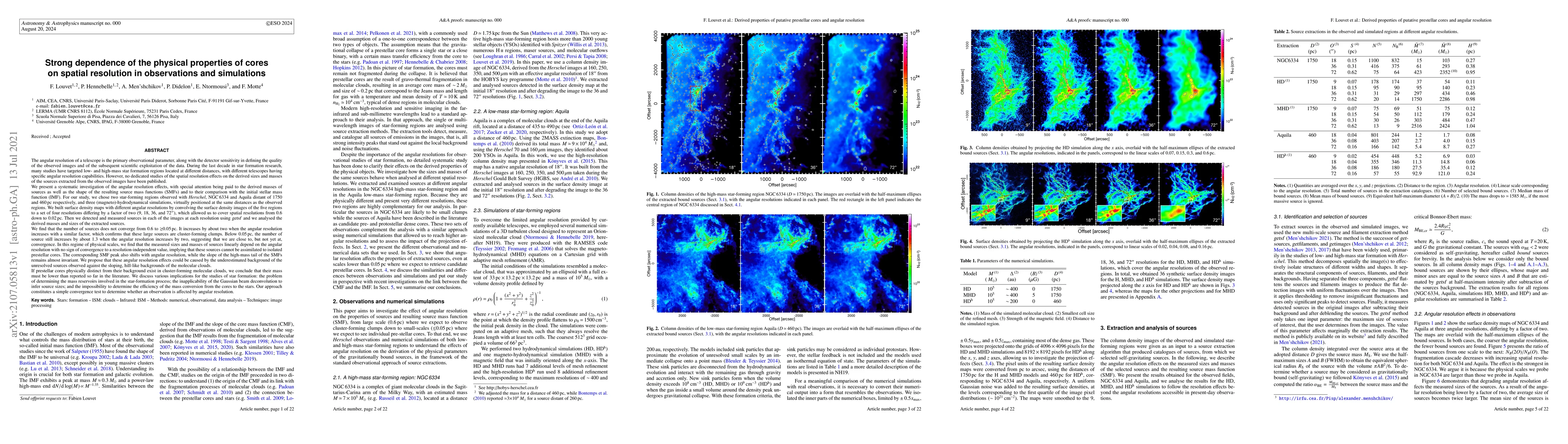 Thumbnail for Strong dependence of the physical properties of cores on spatial
  resolution in observations and simulations