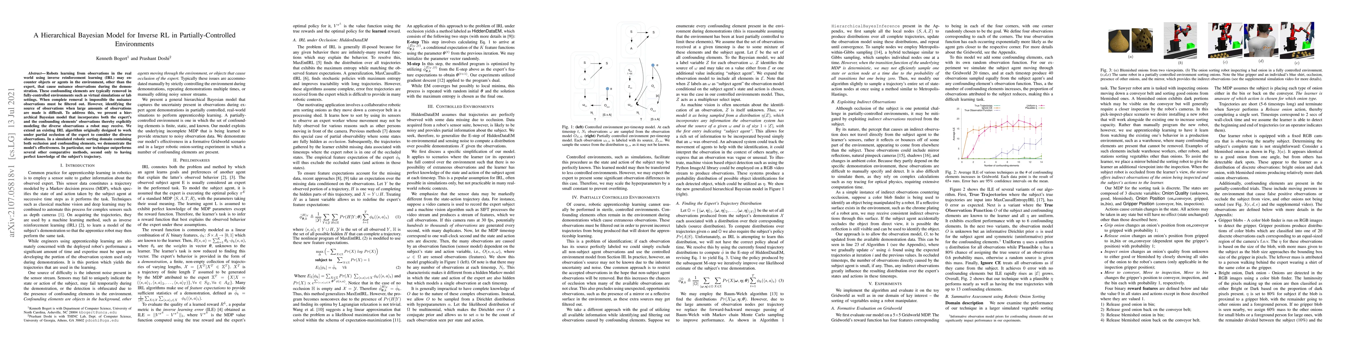 Thumbnail for A Hierarchical Bayesian model for Inverse RL in Partially-Controlled
  Environments