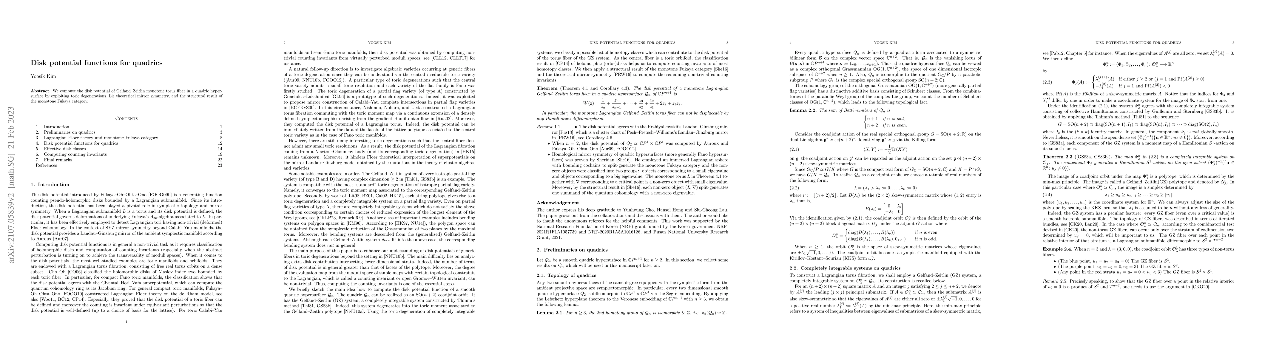 Thumbnail for Disk potential functions for quadrics