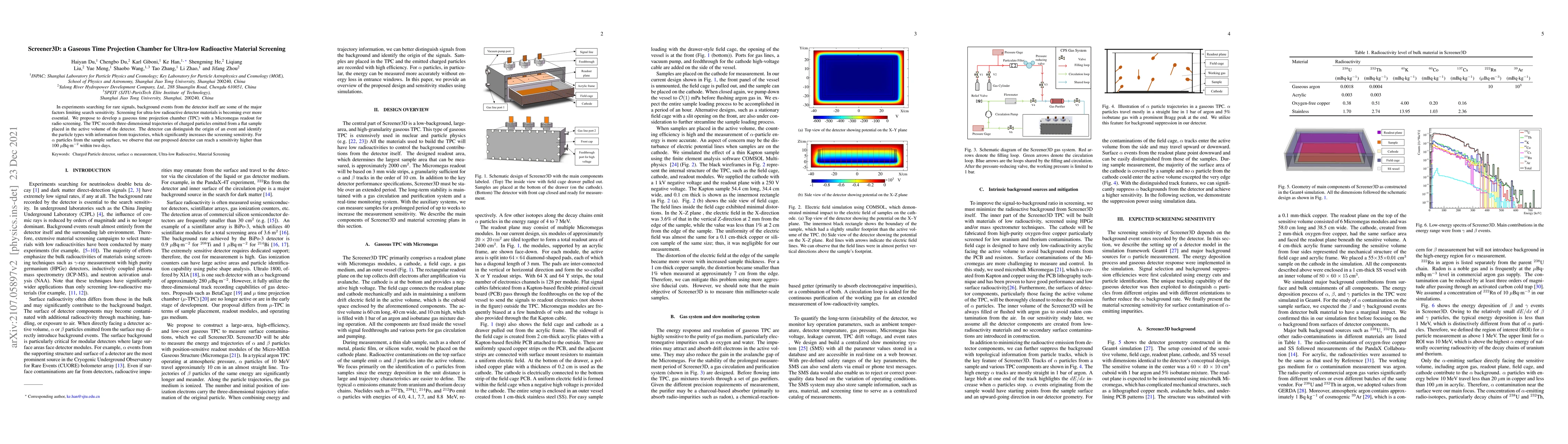Thumbnail for Screener3D: a Gaseous Time Projection Chamber for Ultra-low Radioactive
  Material Screening