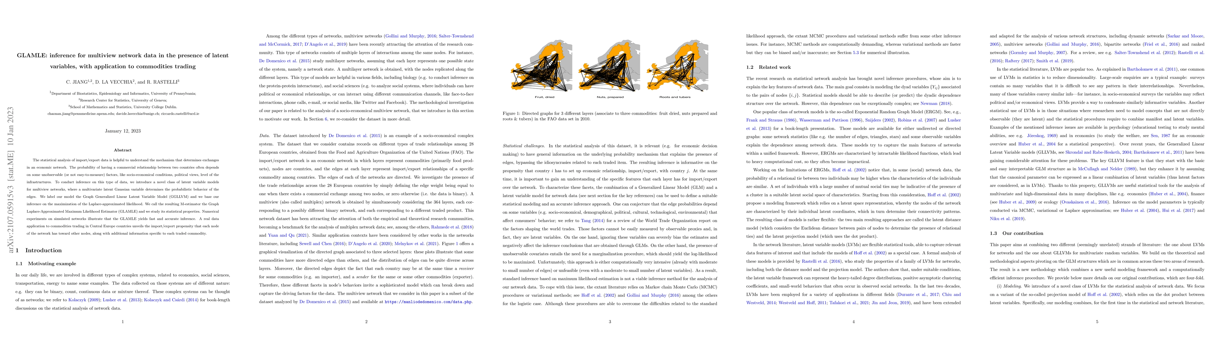 Thumbnail for GLAMLE: inference for multiview network data in the presence of latent
  variables, with application to commodities trading