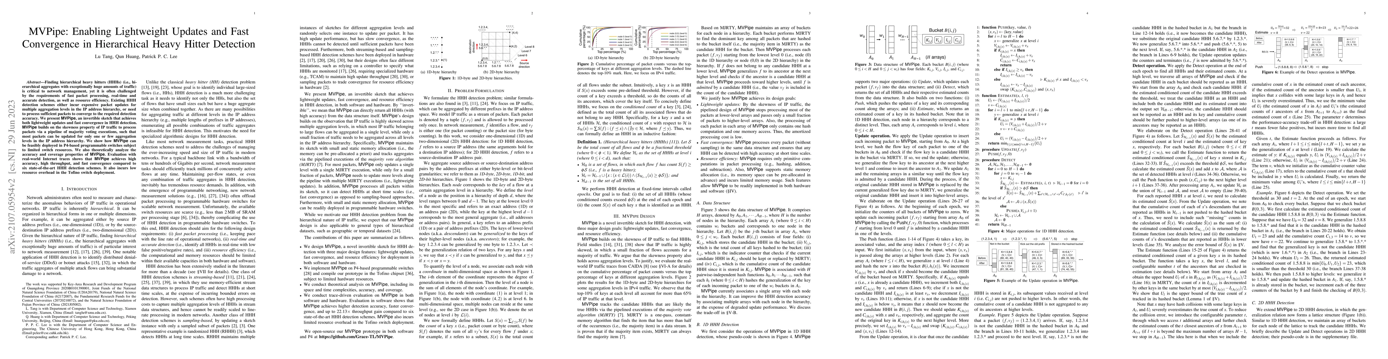 Thumbnail for MVPipe: Enabling Lightweight Updates and Fast Convergence in
  Hierarchical Heavy Hitter Detection