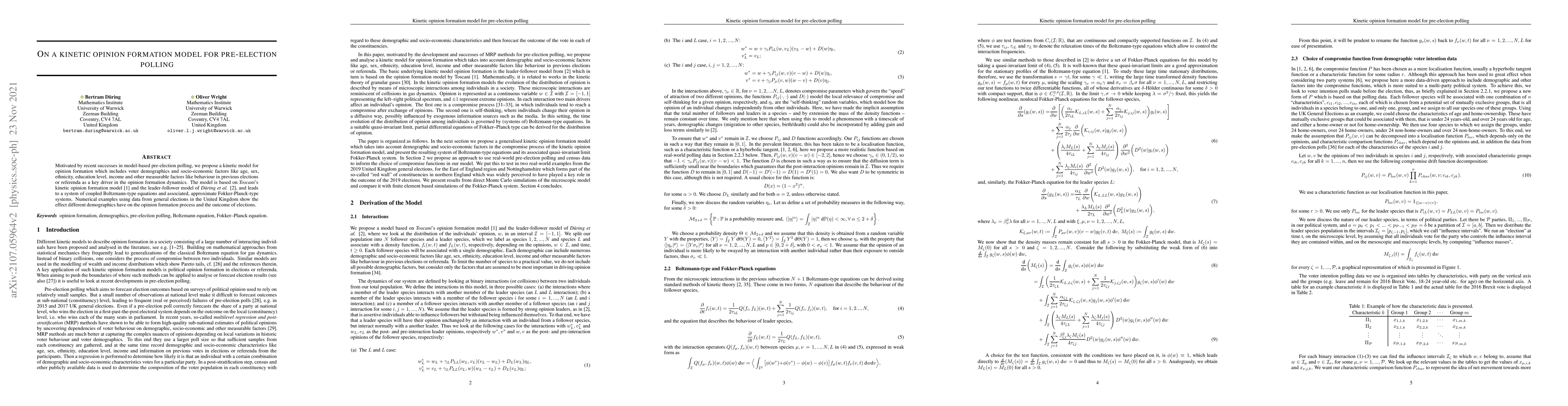 Thumbnail for On a kinetic opinion formation model for pre-election polling