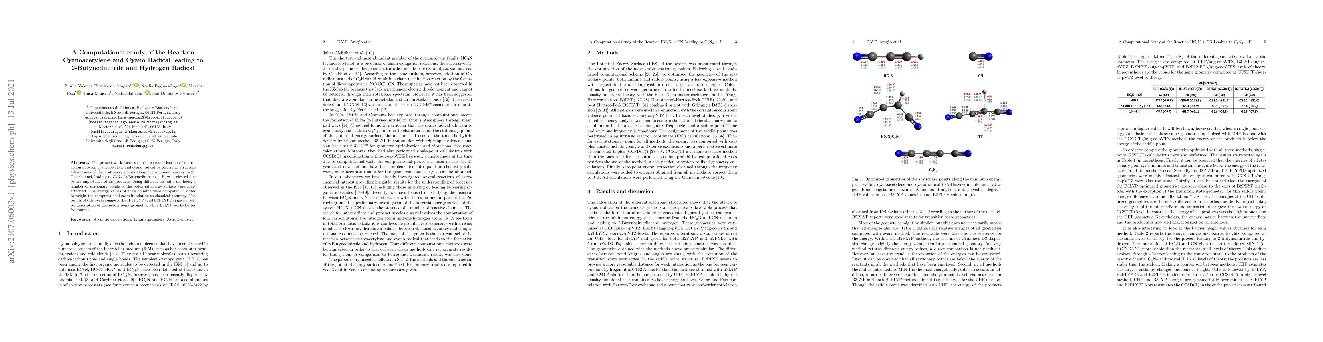 Thumbnail for A Computational Study of the Reaction Cyanoacetylene and Cyano Radical
  leading to 2-Butynedinitrile and Hydrogen Radical
