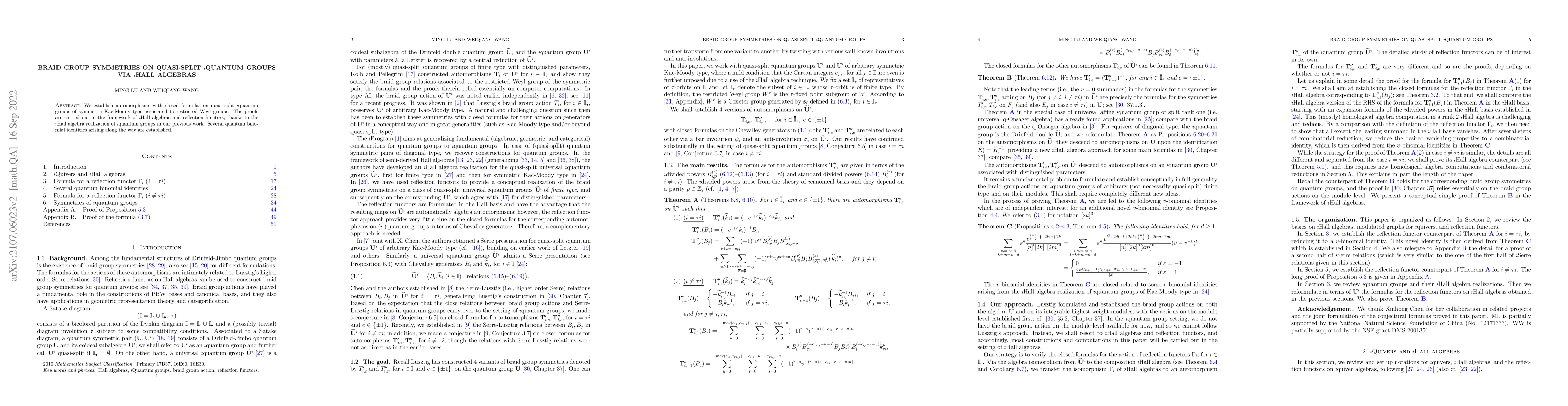 Thumbnail for Braid group symmetries on quasi-split $\imath$quantum groups via
  $\imath$Hall algebras